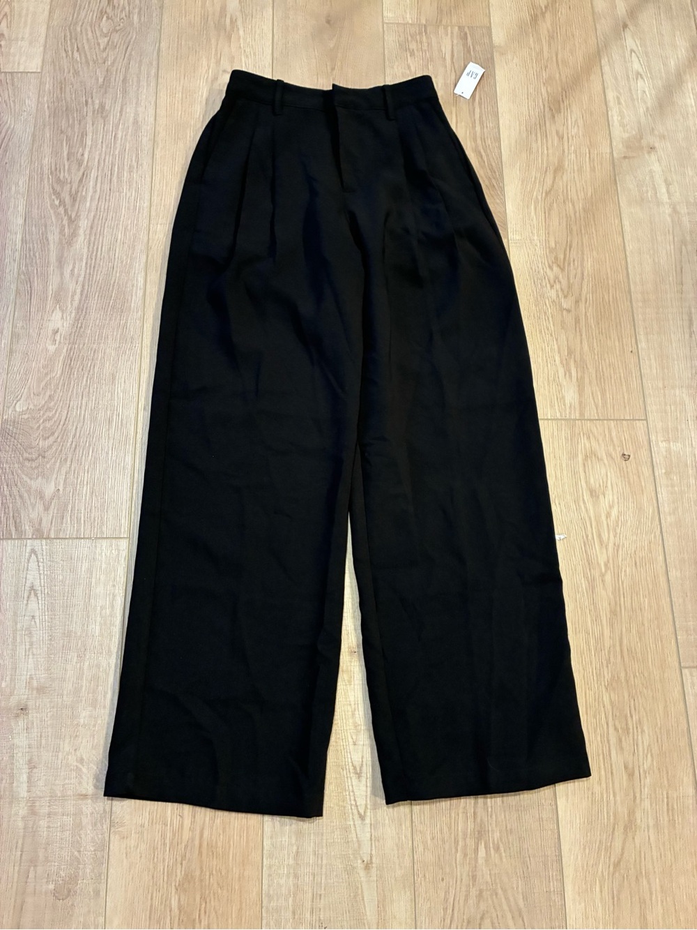 NWT Gap Easy Trouser wide leg pant in black elastic waist pockets dressy office